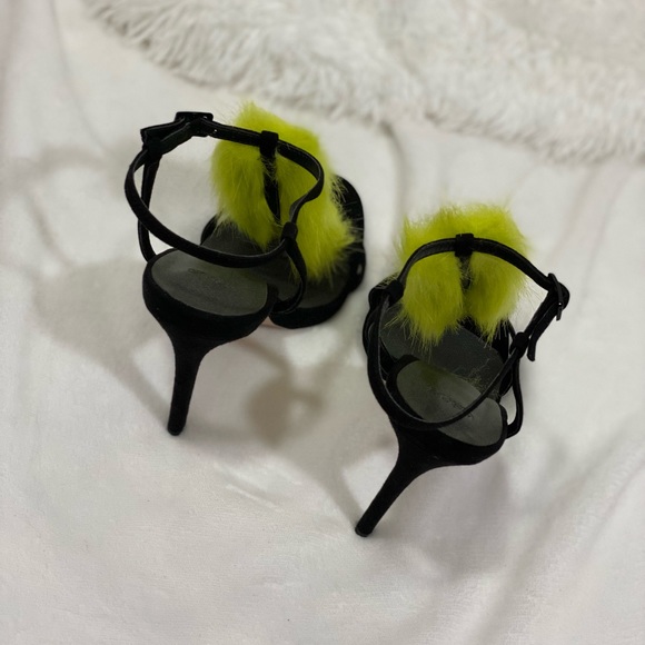 ASOS Hot spell Neón green faux fur stiletto heels size 6 - Picture 8 of 10